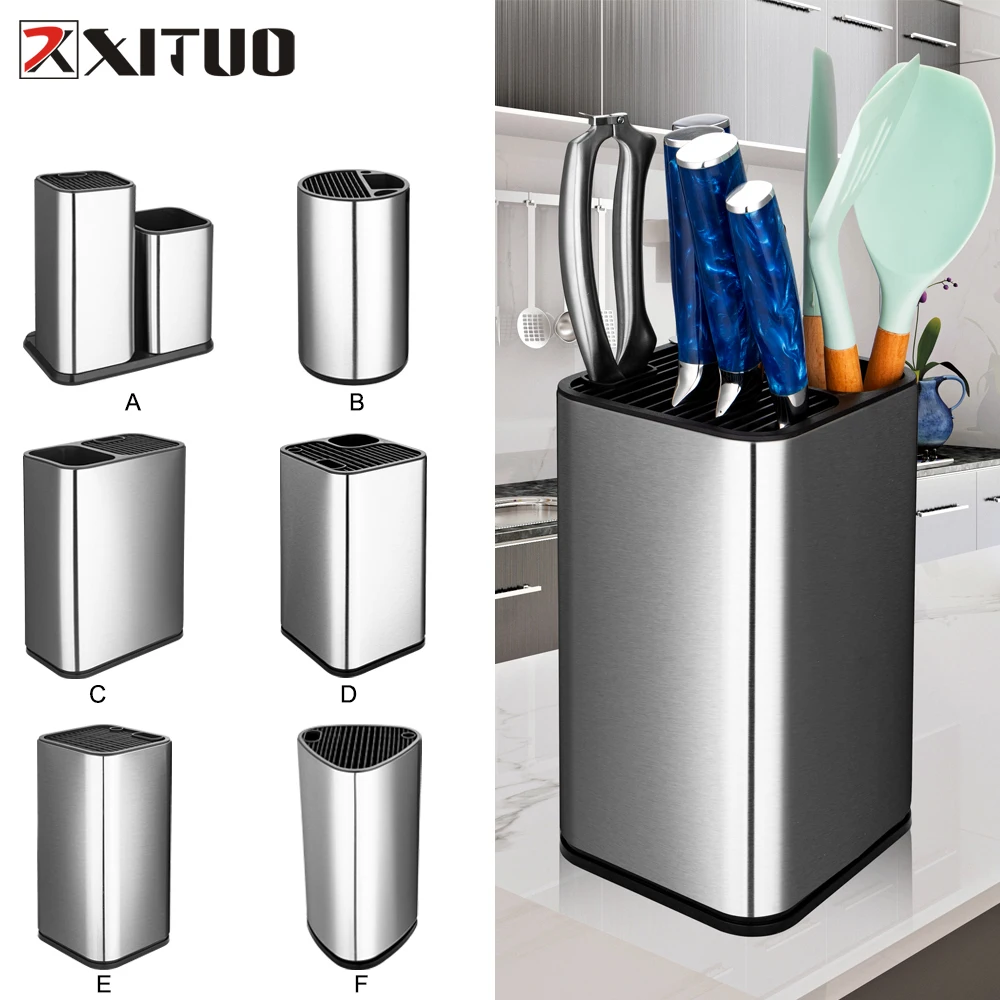 1pc Stainless Steel 6-slot Universal Knife Block, High-end Kitchen Knife  Holder Without Knives