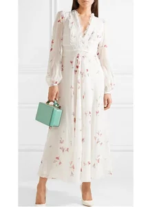 High Quality Cotton Fashionable Summer Dress Floral Printing