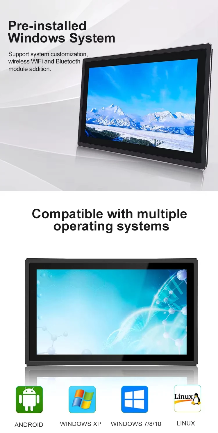 Embedded Industrial Touch Panel PC with J1900 / I3 / I5 / I7 CPU, Fanless Waterproof Linux VGA All-in-One Tablet PC