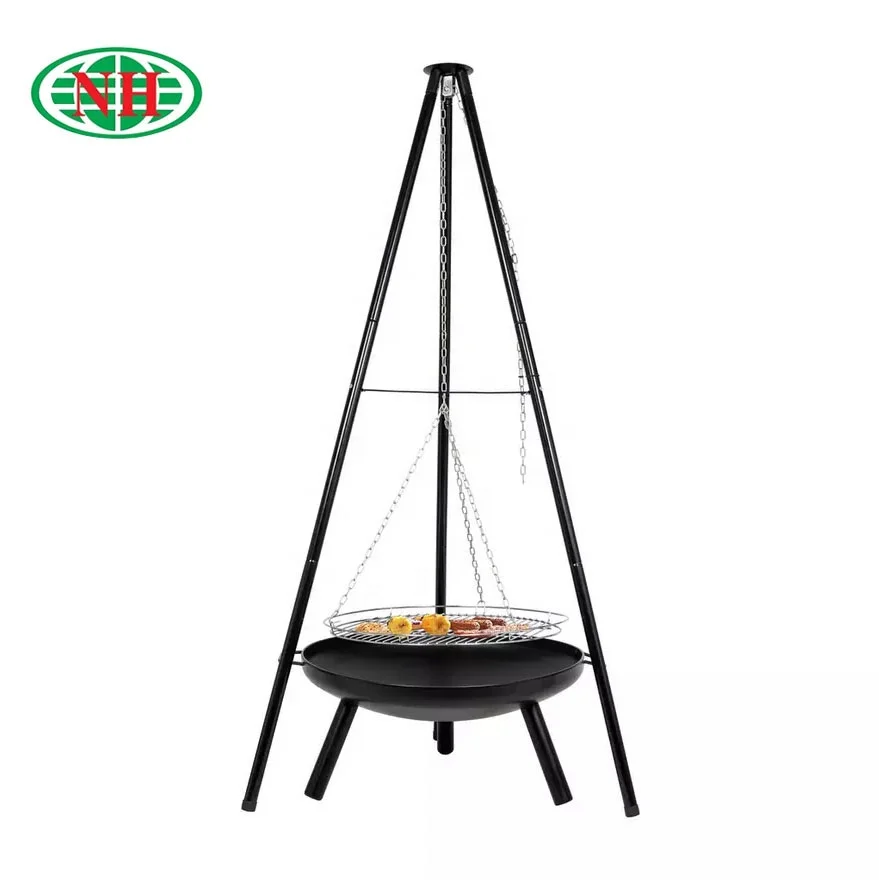 BSCI Factory BBQ Cooking Corten Steel Tripod Hanging Fire Pit