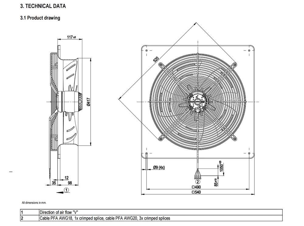 Axial Fan, W4D400-DP12-41, Stainless, Steel, HVAC - detail 2