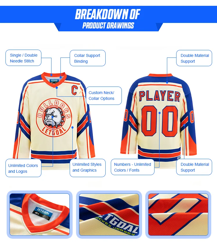 Oem Sublimated Hockey Jerseys Custom Logo Ice Hockey Uniforms Ice