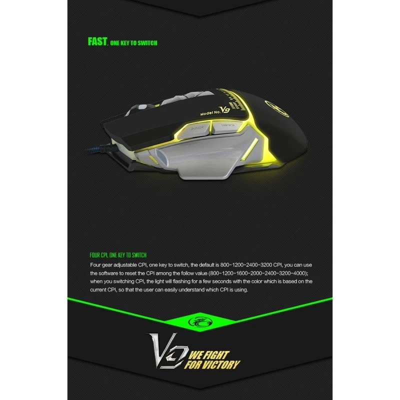2022 New Arrivals Gaming Mouse V9 Usb 7 Buttons 4000 Dpi Wired