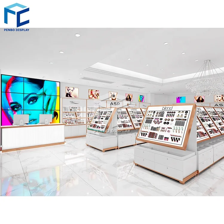 Customized Retail Makeup Cosmetic Shop Interior Design Factory Sale Cosmetic Shop Display Furniture