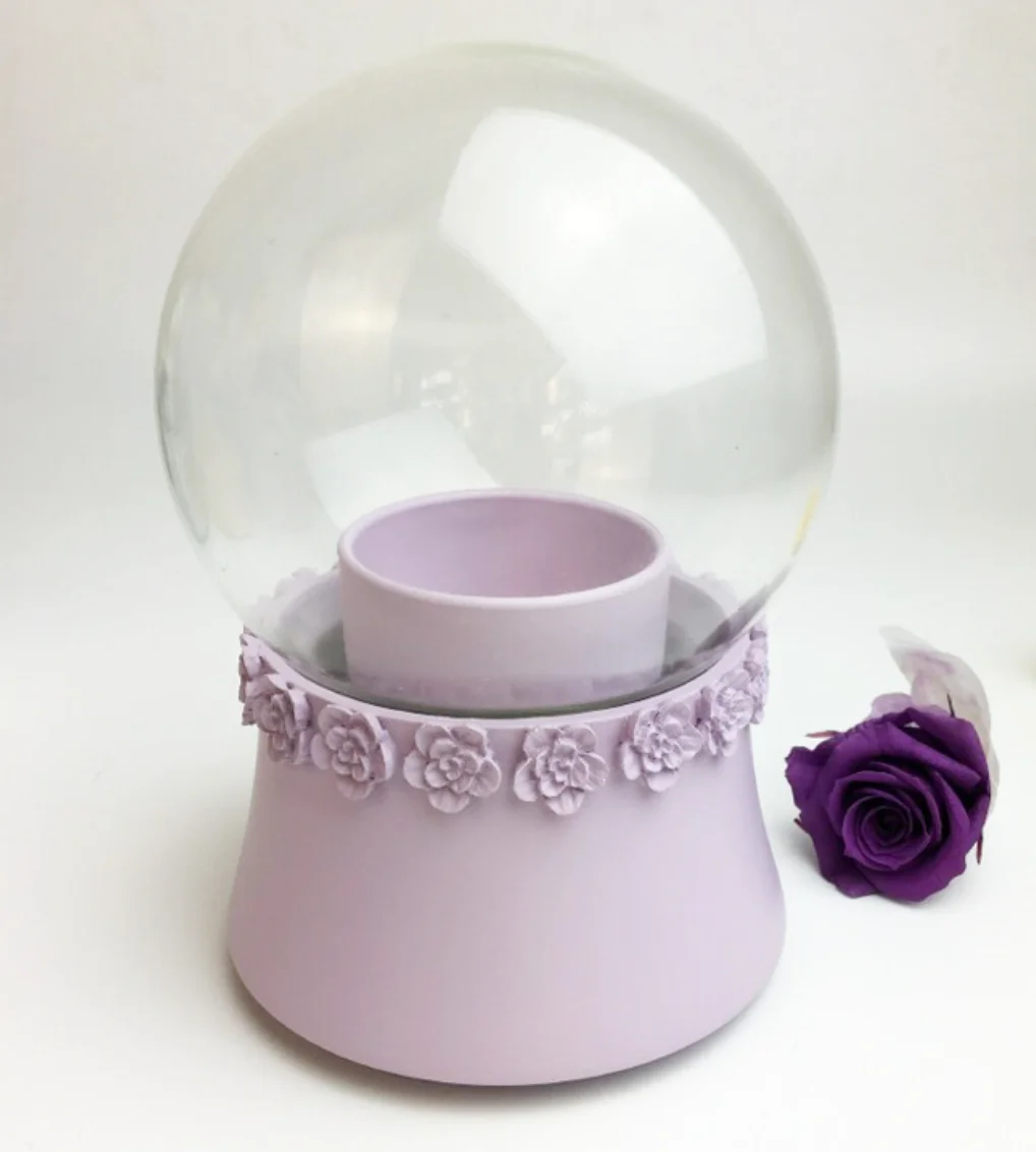 Display Glass Globe Dome with Rotating Resin Base
