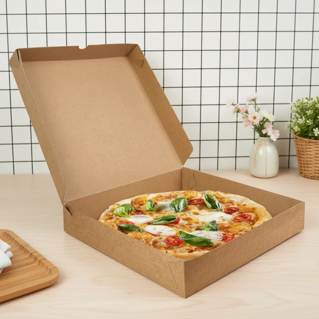 Factory Direct Custom Kraft Paper Pizza Box Food Grade Disposable Corrugated Carton Takeaway Packaging Box Wholesale