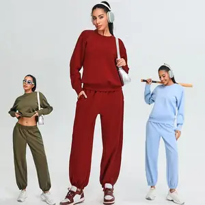 2026 Fall Winter Spandex/Nylon Lounge Set Women Loose Fit Breathable Hoodie Yoga Outfit Front Soft Comfortable Casual Sportswear