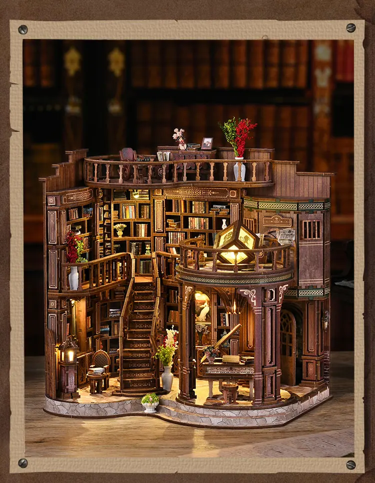 Manufacturer 3D Wooden Puzzle DIY Miniature Bookshelf Kit Creative