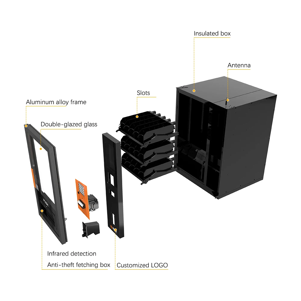 JSK Mini Compact Automatic Coin Operated Combo Vending Machine with Mini Refrigerator for Snacks and Drinks