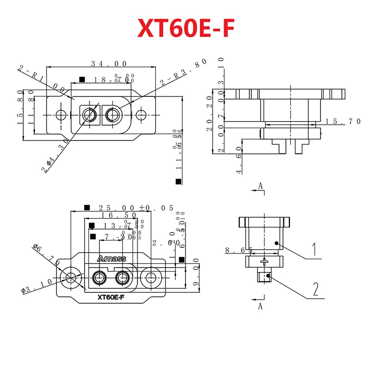 Amass Genuine Panel Mount Connector XT60 XT60E-M XT60E-F Male Female Battery Connectors factory