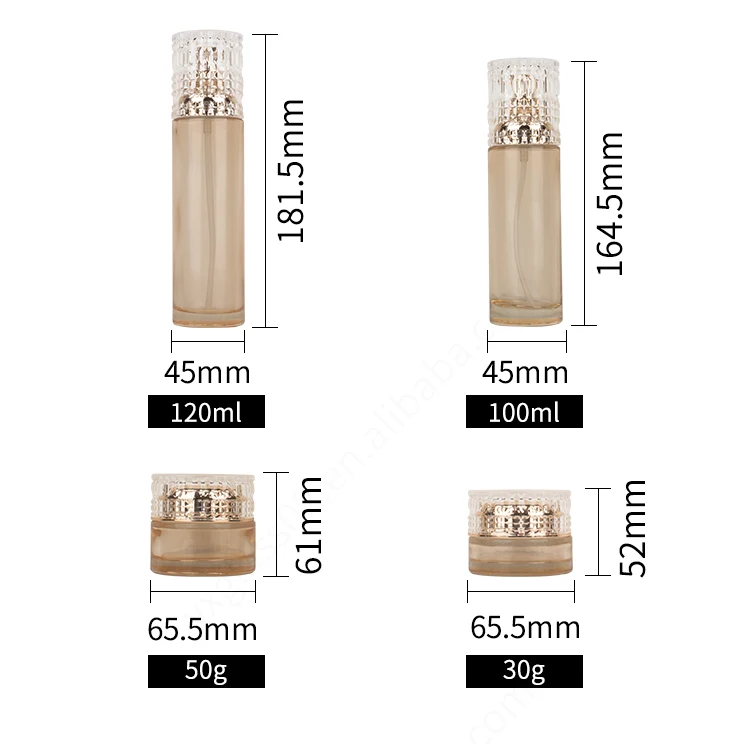 Luxury cosmetic containers and packaging lotion pump glass bottles for cosmetics manufacture