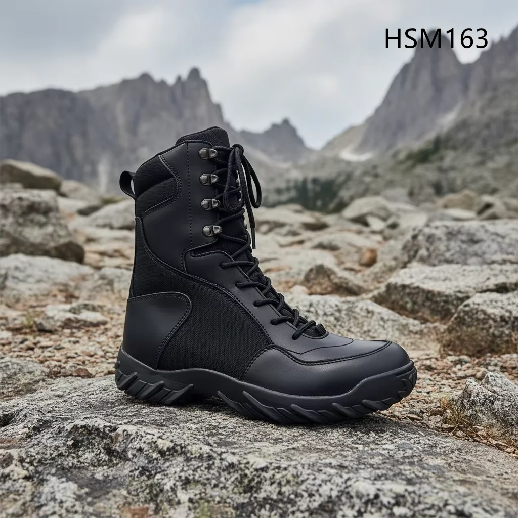 HY,Plateau Hiking Strong Grip Outsole with Stitching Combat Boots Middle East Popular Versatile Black/tan Desert Boots HSM163