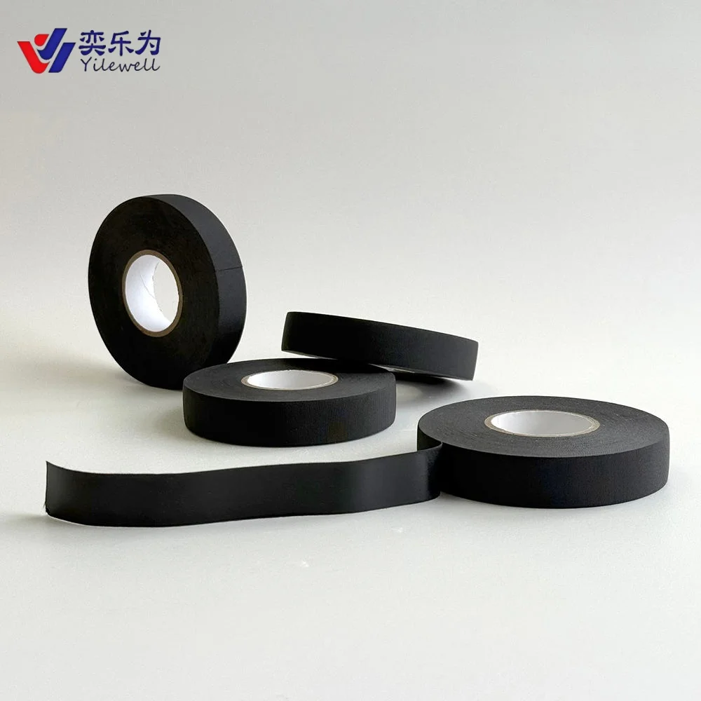 Heat-Resistant Automotive Black PET Fabric Cloth Wire Harness Tape with Acrylic Adhesive 25m Length for Car Electric Use