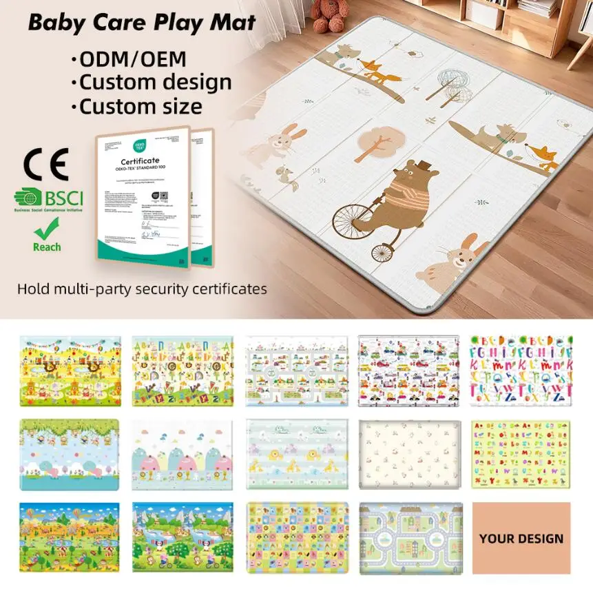 Custom PVC & Resin Foam Kids Play Mat Washable Non-Slip Foldable Thin Puzzle Pattern Modern Design for Nursery & Home Use