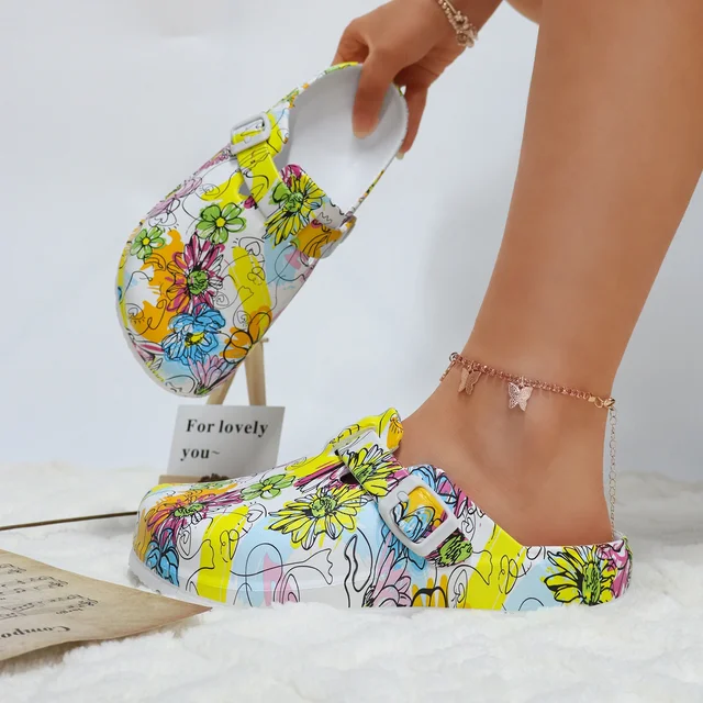 New Fashion Printed Slides Summer Outdoor Sandals Women Garden Clogs Factory Wholesale