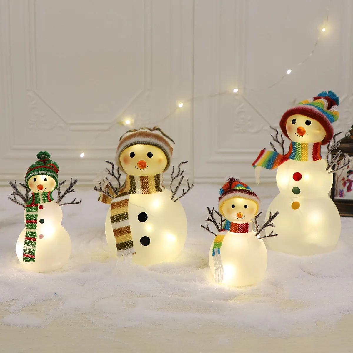 Blown Up Lighted Glass Snowman Christmas Decorative Indoor Winter Decorations for Living Room Table Decor Light Up Ornament manufacture