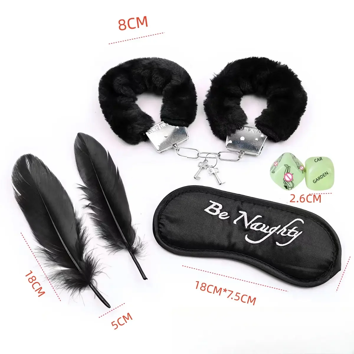 Sex Paddle Whip for Adult Game Bondage Kit 4pcs-set Handcuffs Dice Spanking Blindfold Eyepatch Flirting Exotic Toys for Lovers