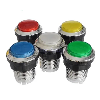 Luxury Chrome Silver LED Button 32MM Arcade Push Button with Switch Game Machine Parts