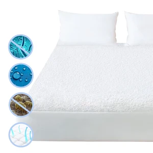 Premium Terry Cotton 100% Waterproof Anti-bacterial Terry Fitted Mattress Protector Terry Mattress Cover With Elastic Straps