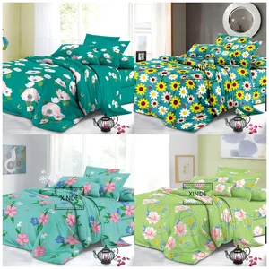 Wholesale Plants and Flowers Printing 3PCS Polyester Bed Flat Sheet Set  220X240CM