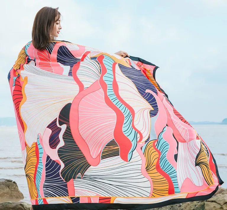 Весна-Осень 2020, летний женский шарф с принтом, шаль с асимметричным принтом