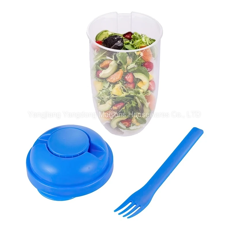 Maisons Salad Dressing Shaker Container With Fork Plastic Salad Fruit