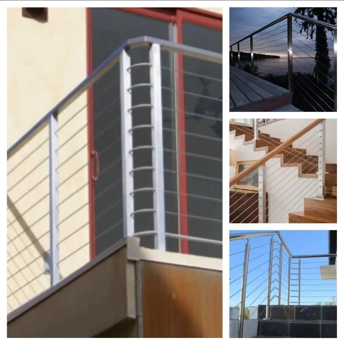Stairs Handrail System Wire Railing Handrail Post Easy Fixing Stainless