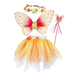 Butterfly Wing Accessory Tulle Tutu Skirt Kids Fairy Costume for Stage Performance 100% Polyester Customizable