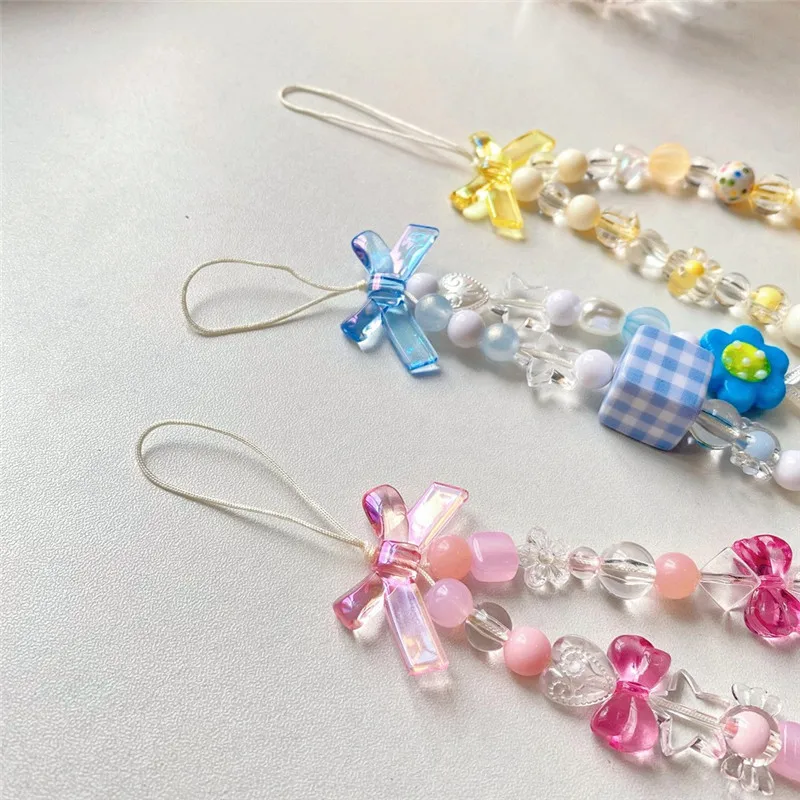 Elegant Bow Beaded Phone Charm Lanyard
