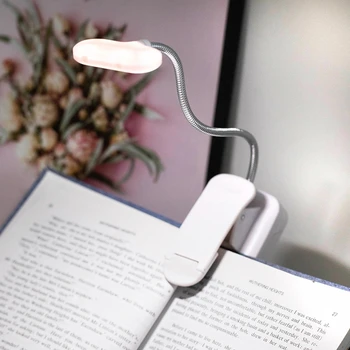 Adjustable LED Book Light With Gooseneck Clip 5LEDs AAA Battery Powered Flexible Cool White Notebook Night Reading Desk Lamp