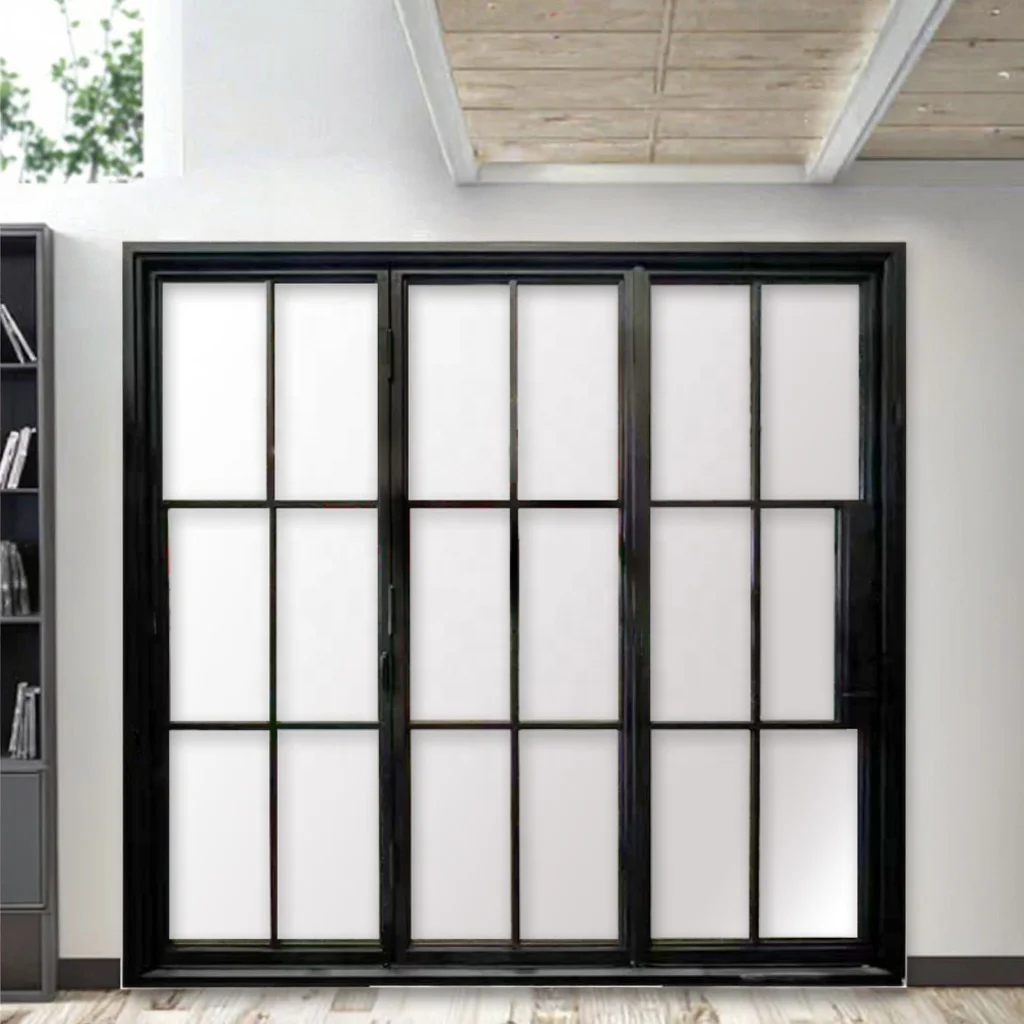 French Style Bi-Fold Iron Interior Entry Door Foldable Windproof Finish CE Certified Double Glass Steel Material 5 Year Warranty details