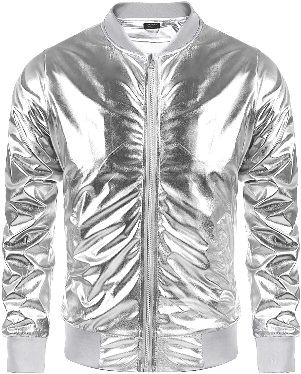 ACEFAST INC Men's Metallic Jacket 70s Disco Shiny Bomber Jackets Christmas  Party Varsity Jacket at  Men’s Clothing store