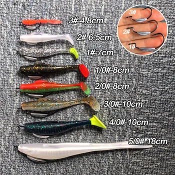 Gs 3#-5/0 Carbon Steel Wide Barbed Fishhook Crank Hook Soft Lure Worm Hook Bait Crank Fishing Hook with Lead – Soft Lure – view 3