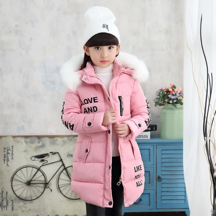 Latest Design New Letter Large Fur Collar Hooded Long-sleeved Winter ...