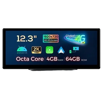 XTRONS 12.3 Inch Octa Core 4+64GB Global 4G LTE Android Car Stereo Multimedia Player with Fully-laminated Screen for Audi A1