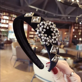 Low MOQ wholesale price women hair accessories luxury jewel baroque headbands