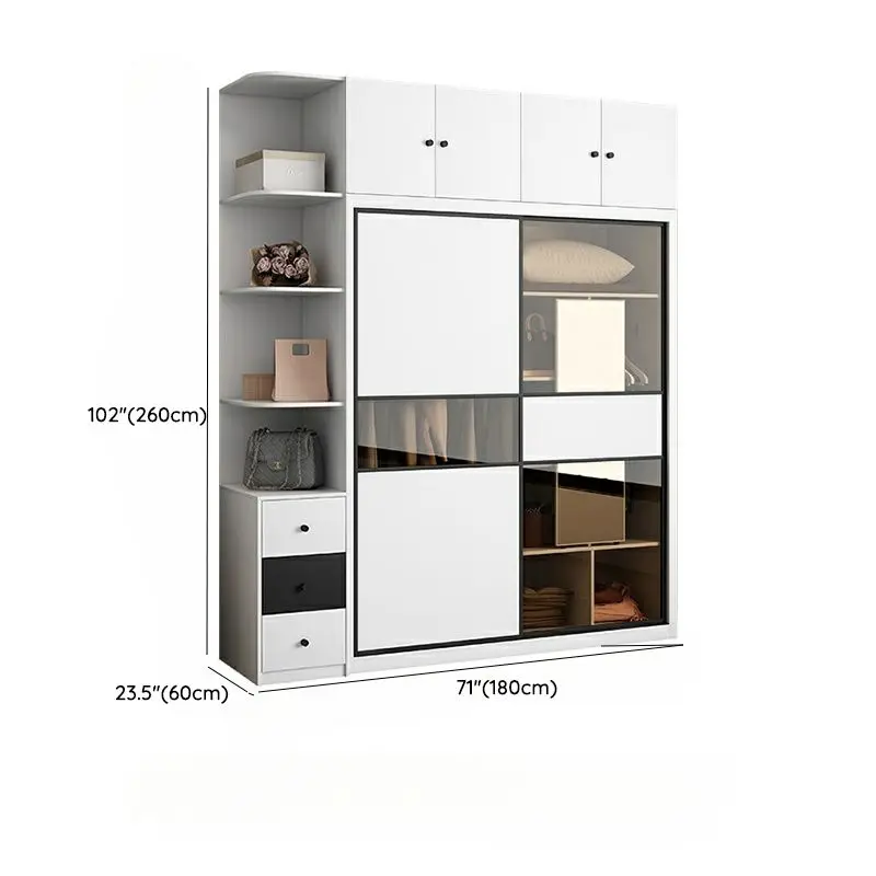 Modern Clothes Cabinet Simple Wardrobe Wooden Bedroom Wardrobe White ...