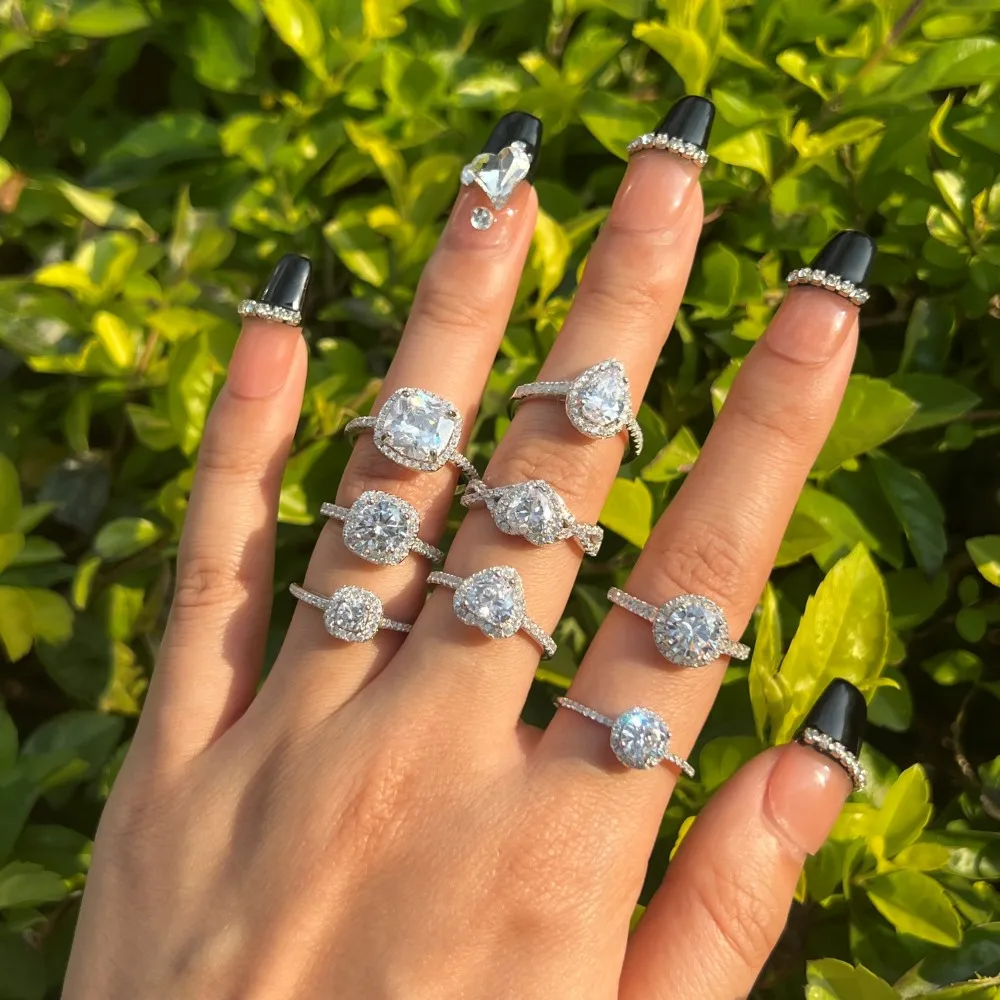 KAKODIY wedding engagement heart shaped Cubic Zirconia ring rhodium plated sterling silver 8A zircon romantic ring detail 5