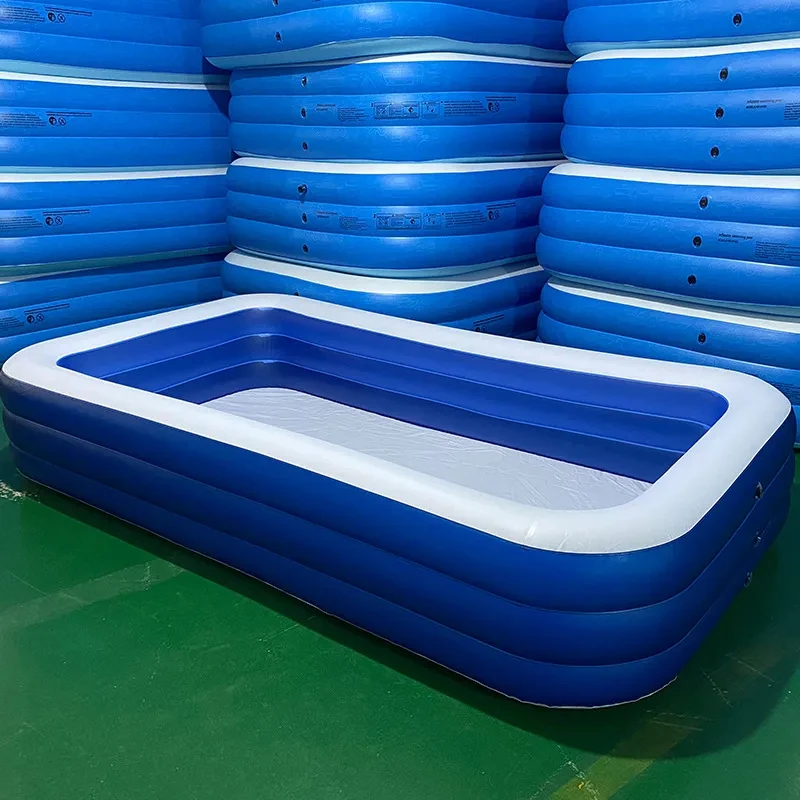 Family Swimming Pool Inflatable Rectangular Square Plastic Air Swimming ...