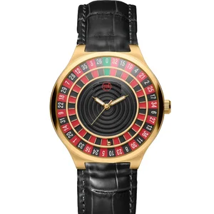 OEM Hot Sell Luxury Japan Miyota Movement Roulette Gambling Disk Watch Unique Men's Quartz Watches Watch for Men