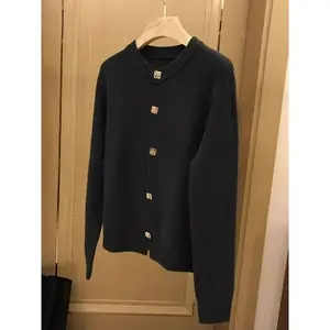 Spring Autumn Korean Style Cardigan Coat V-neck Button Loose Gentle Style Sweater Solid Color Soft Cardigan Knitted for Women