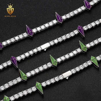 Blingdiam Jewelry Fashion Marvel Black Panther luminous Necklace 5mm AAAAA+ CZ diamond Enamel tennis chain