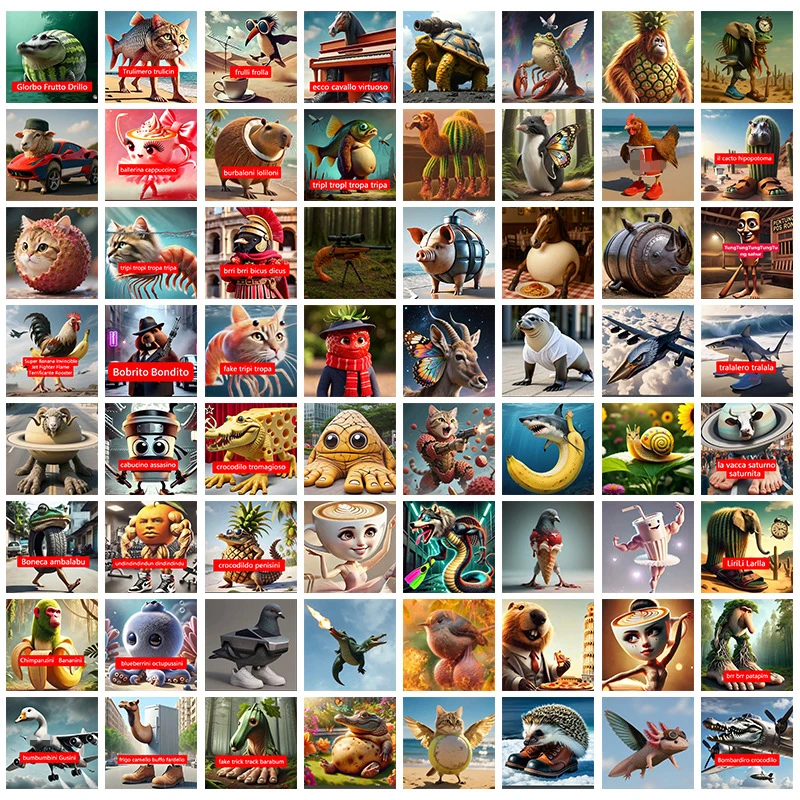80 Stück Italian Brainrot Sticker Set (5-8cm