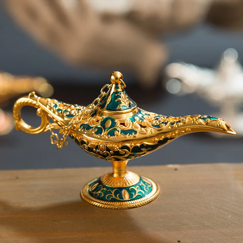 Лампа для желаний с отверстиями в русском стиле, металлическое украшение для мебели ручной работы, Подарочная эмалированная лампа Aladdin's, металлические изделия