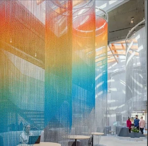 ECOJAS Interior decoration Aluminium chain screen Matching lighting design originality lighting