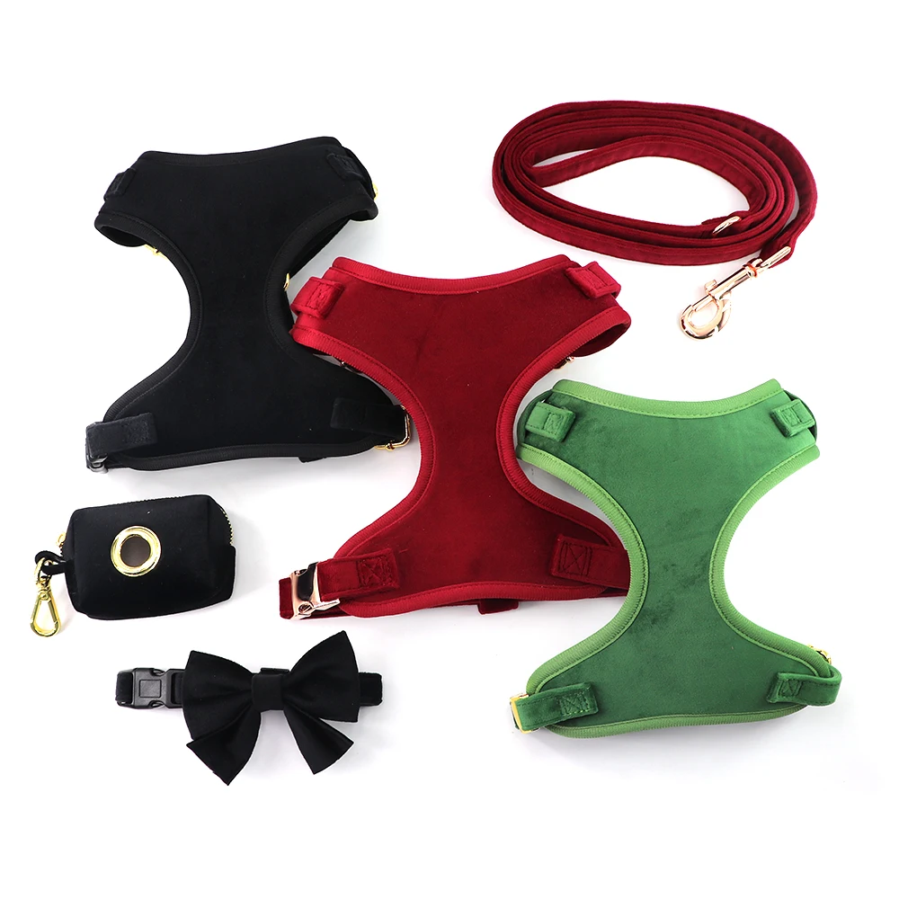 Pet Supplies Luxury Velvet Dog Collar Leash Soft Easy Walk Harness