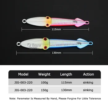 Luminous Laser Squid Jig 100g 150g Lead Artificial Hard Bait Without Hooks for Sea & Boat Fishing Slow Jigging Lure – Metal Jig – view 3