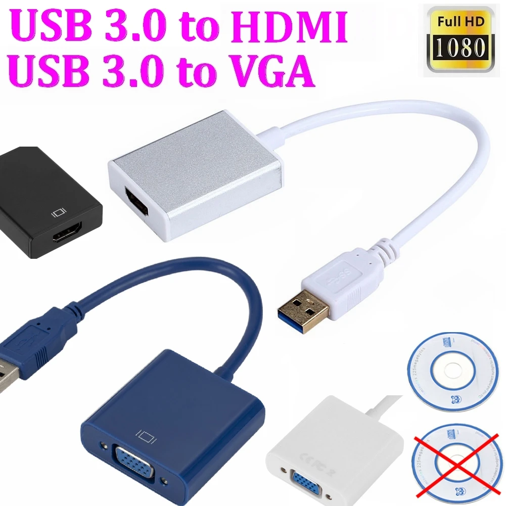 USB 3.0 to HDMI Adapter USB 3.0 to Video External Adapter Converter Transfer Cable Compatible with PC/Laptop/HDTV 