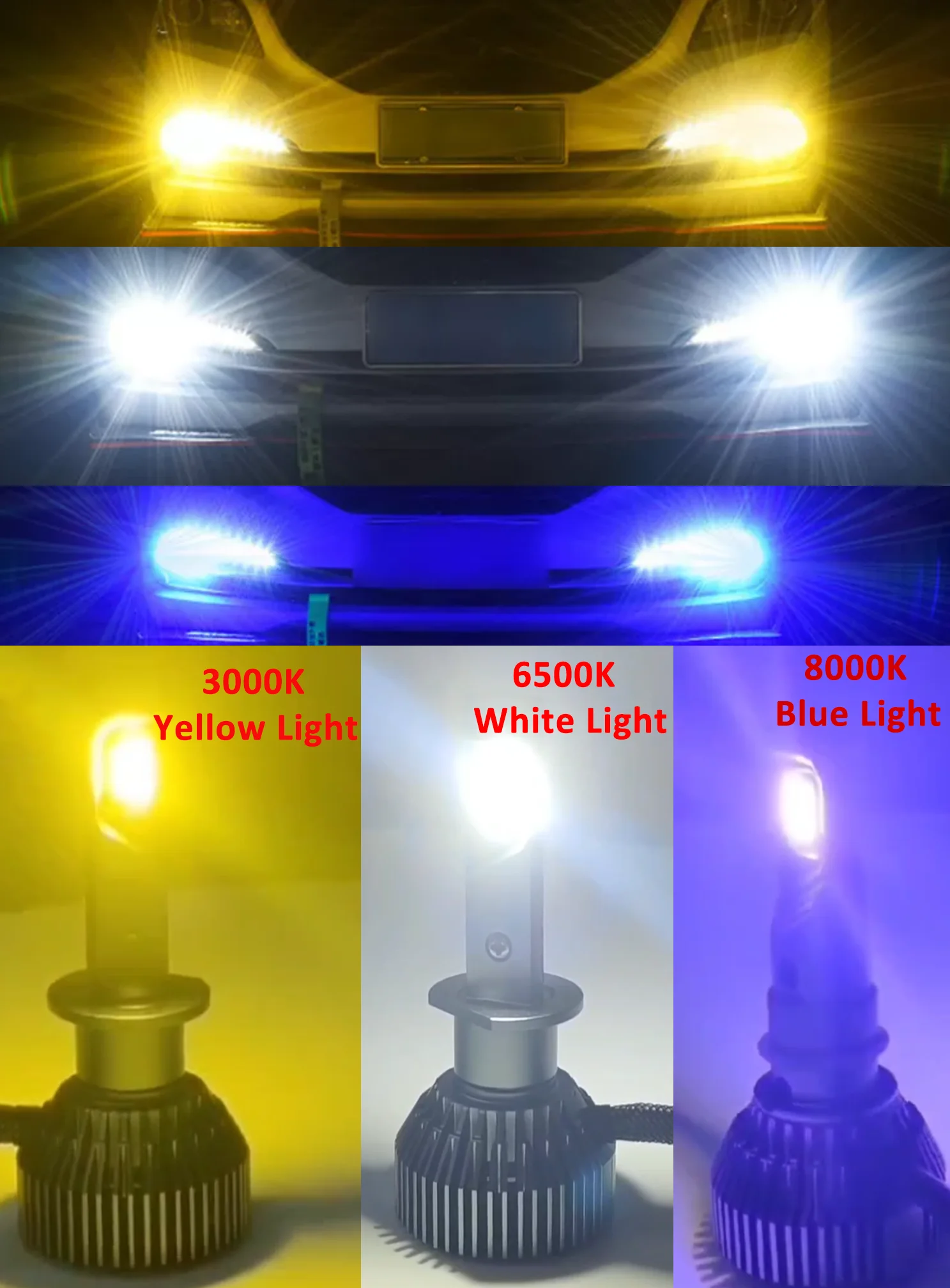 Redsea 120watts Brightest Led Headlight Bulb High Power Three Color H1