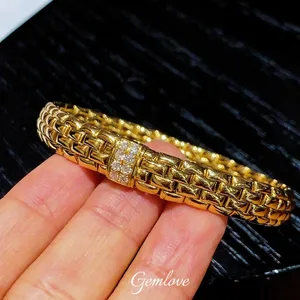 18K Gold 0.261CT Lab-Grown Diamond Bracelet, 15.31g Rope Chain Design, Unisex Designer Jewelry, Luxury Gift for Men/Women